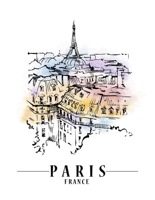 Sticker  Illustration vectorielle de Paris.