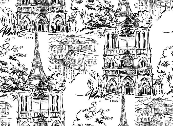 Sticker  Illustration vectorielle de paris. Illustration vectorielle dessinés à la main.