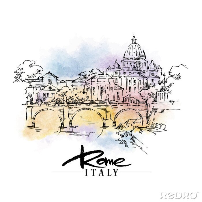 Sticker  Illustration vectorielle de Rome.