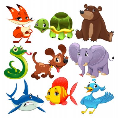 Sticker  Illustrations amusantes d'animaux de différentes espèces