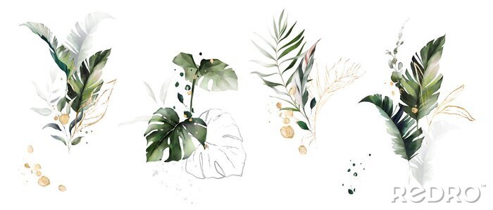 Sticker  Illustrations avec des feuilles exotiques