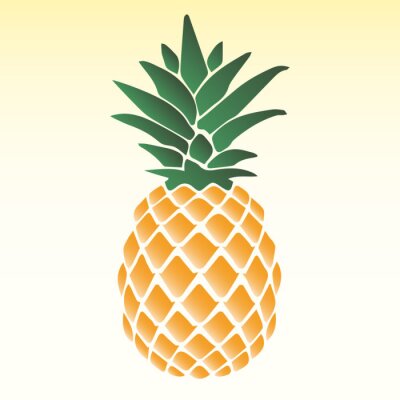 Sticker  Illustrations d'ananas sur fond jaune