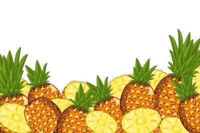 Sticker  Illustrations de fruits d'ananas entiers et tranchés