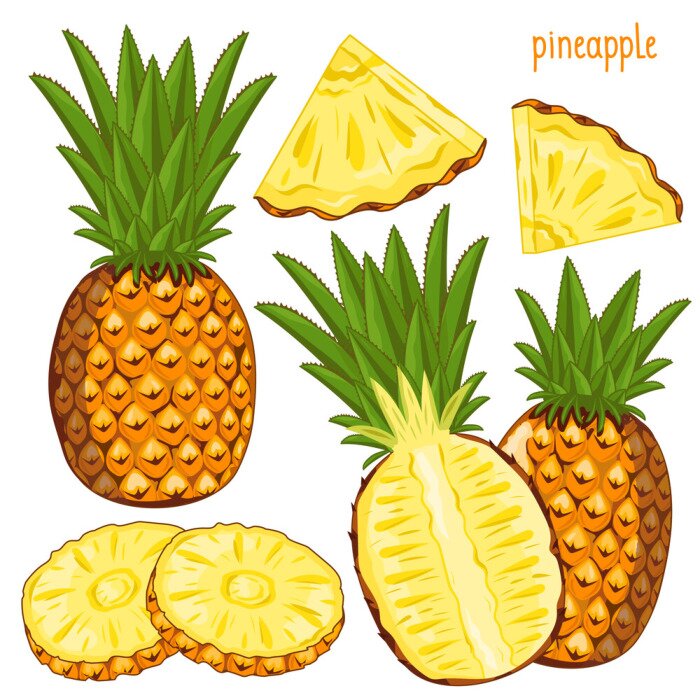 Sticker  Illustrations de fruits d'ananas sous différentes formes