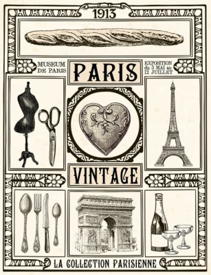 Illustrations de style vintage parisien
