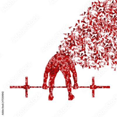 Poster  Image rouge et blanche d'un homme soulevant des haltères