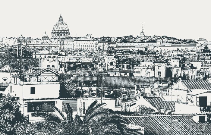 Sticker  Image vectorielle de la ville de Rome, capitale de l'Italie