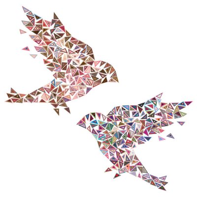 Sticker  Images d'oiseaux disposés à partir de triangles colorés