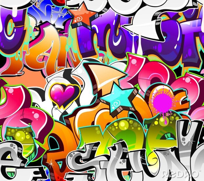 Sticker  Inscriptions et images colorées d'art de rue