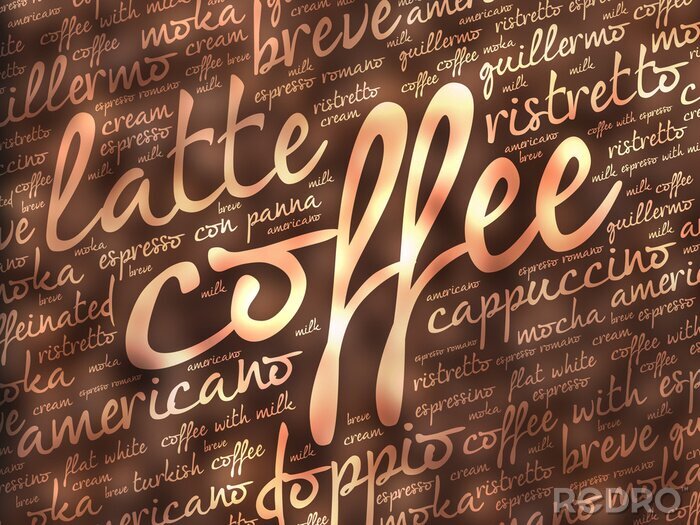 Sticker  Inscriptions sur fond marron à propos de café