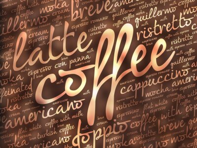 Sticker  Inscriptions sur fond marron à propos de café