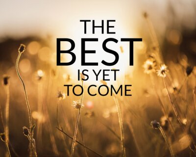 Sticker  Inspirational and motivation quote on meadow in field of nature background with vintage filter.