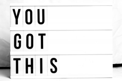 Sticker  Inspirational You Got This quote on vintage retro board. Concept. flat lay