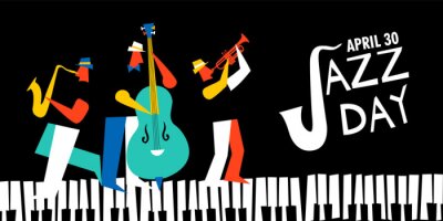 Sticker  International Jazz day poster of live music band