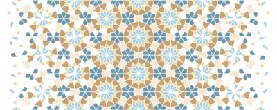 Sticker  Islamic mosaic vector seamless pattern. Geometric halftone texture with color tile disintegration or breaking