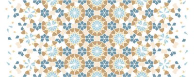 Sticker  Islamic mosaic vector seamless pattern. Geometric halftone texture with color tile disintegration or breaking