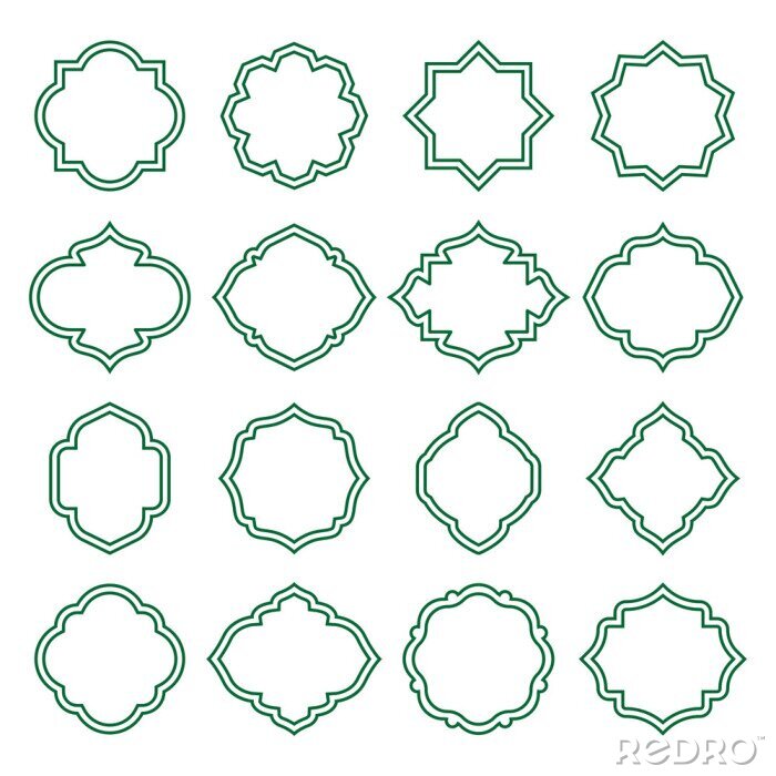 Sticker  islamic vintage shapes. lines frames ornate, badges, labels set