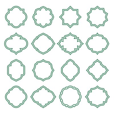 Sticker  islamic vintage shapes. lines frames ornate, badges, labels set