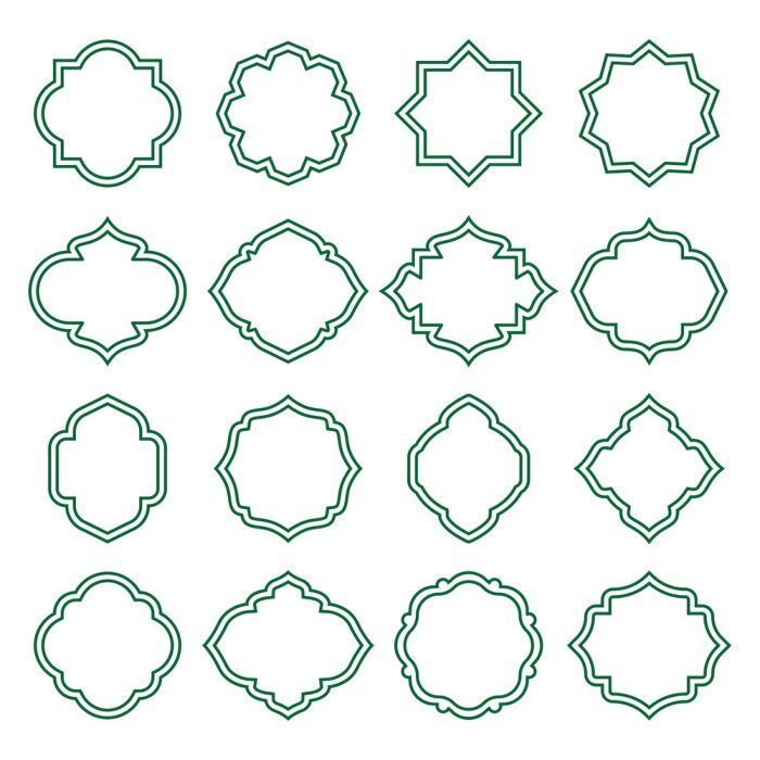 Sticker  islamic vintage shapes. lines frames ornate, badges, labels set