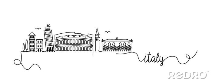 Sticker  Italy City Skyline Doodle Sign