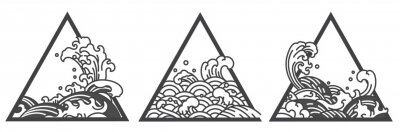 Sticker  Japan water wave triangle tattoo.
