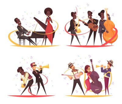Sticker  Jazz Musicians Design Concept