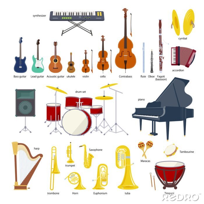 Sticker  Jeu d'instruments de musique vector illustration