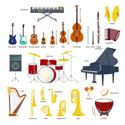 Sticker  Jeu d'instruments de musique vector illustration