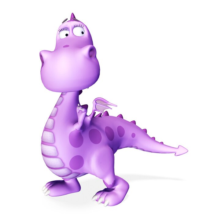 Sticker  Jeune dragon rose rendu 3D