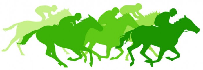 Sticker  Jockeys et montures dans les tons verts