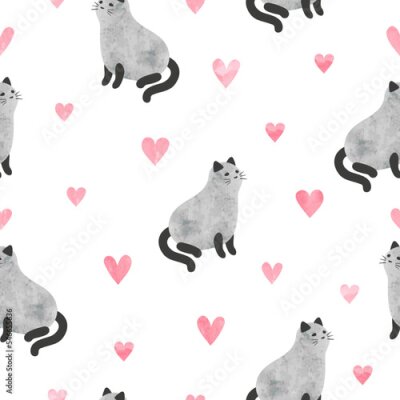 Papier peint à motif  Jolis chats gris