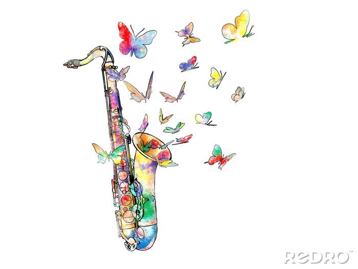 Sticker  Jouer une musique magique sur saxophone