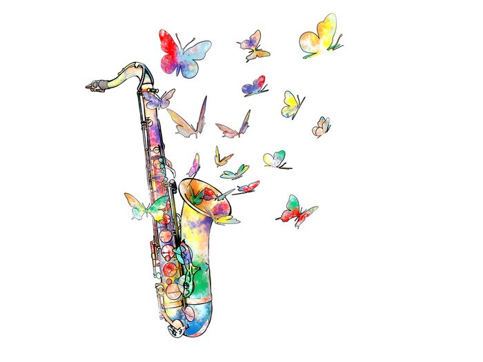 Sticker  Jouer une musique magique sur saxophone