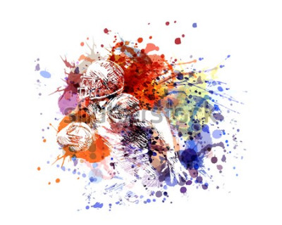 Sticker  Joueur de football américain de couleur illustration vectorielle