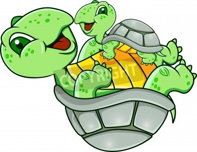 Sticker  Joyeuse petite tortue sur le ventre d'une plus grosse