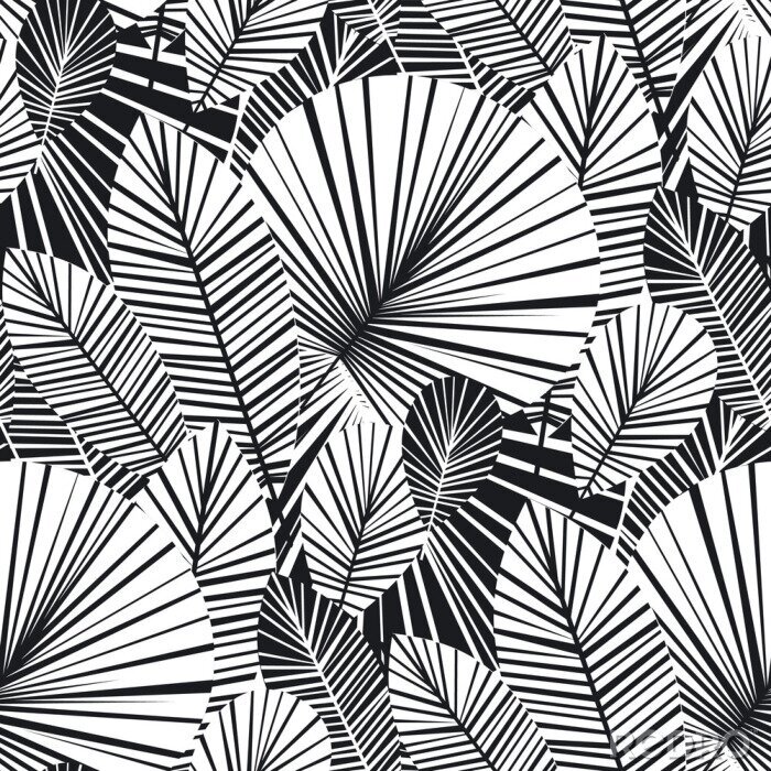 Sticker  Jungle tropicale noir et blanc