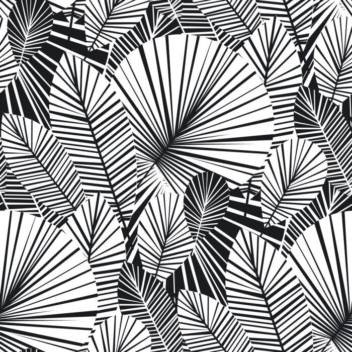 Sticker  Jungle tropicale noir et blanc