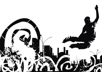 Sticker  jungle urbaine et roller