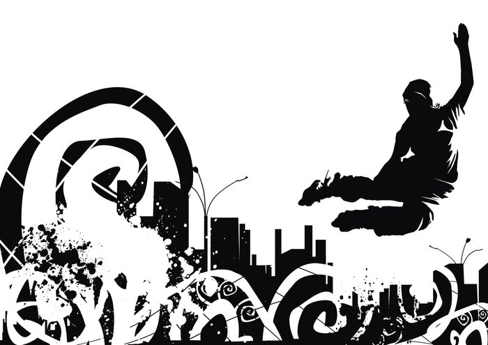 Sticker  jungle urbaine et roller