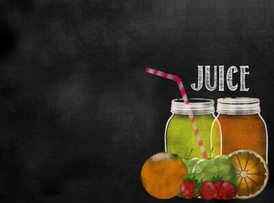 Sticker  Jus de fruits thème tableau noir avec copie espace