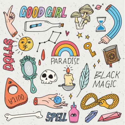 Sticker  Kawaii doodle set, peut être utilisé comme patch de mode