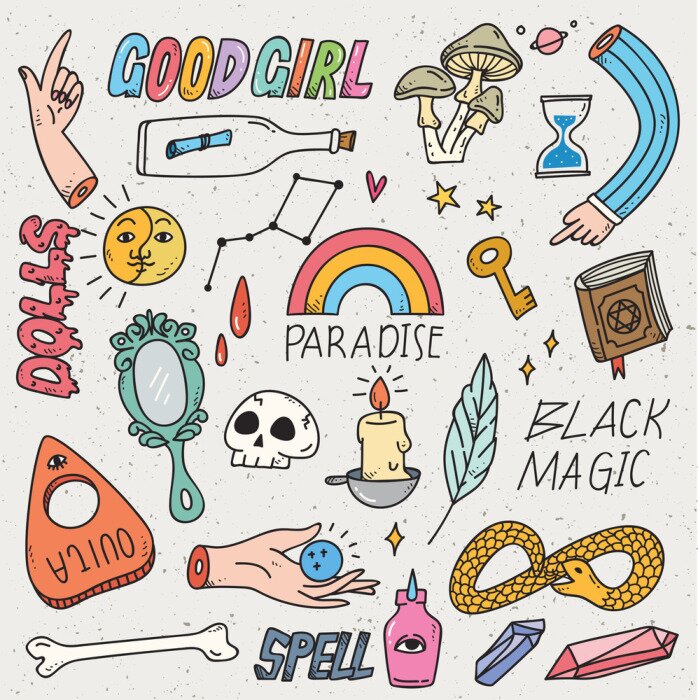 Sticker  Kawaii doodle set, peut être utilisé comme patch de mode