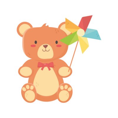Sticker  kids toy, teddy bear and pinwheel with stick toys