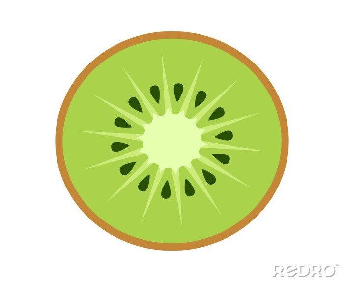 Sticker  Kiwi, kiwifruit ou icône de vecteur de couleur plate à demi-croûte chinoise pour les applications alimentaires et les sites Web