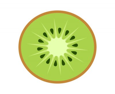 Sticker  Kiwi, kiwifruit ou icône de vecteur de couleur plate à demi-croûte chinoise pour les applications alimentaires et les sites Web