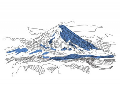 Sticker  Klyuchevskaya Sopka. Volcan. Kamchatka. Russie