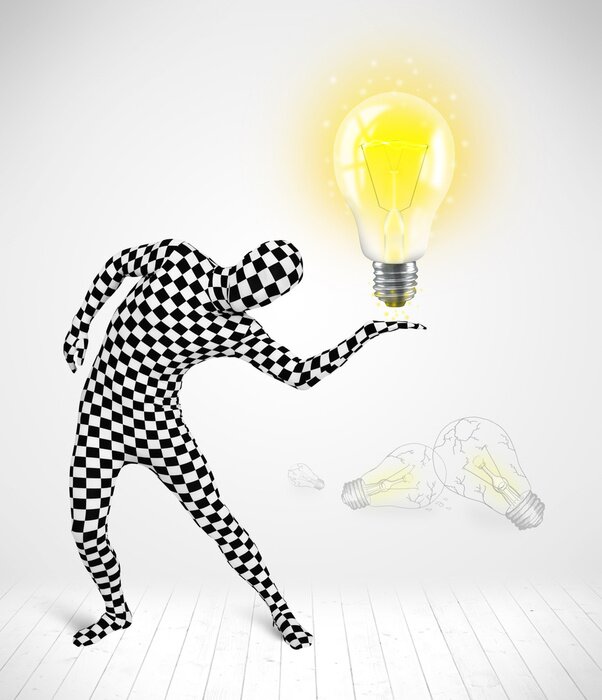 Sticker  L'homme dans le corps complet avec ampoule rougeoyante