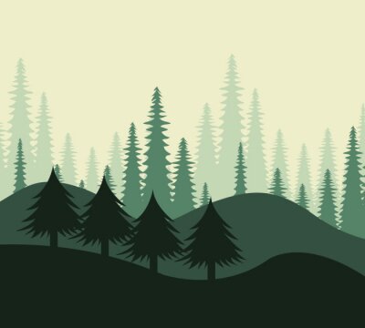 Sticker  la conception de la forêt, illustration vectorielle.