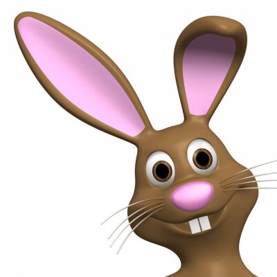 Sticker  La tête d'un lapin souriant avec un nez rose