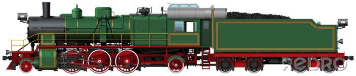 Sticker  la vieille locomotive à vapeur vert